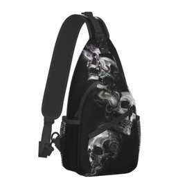 ASYG Skull Sling Bag Crossbody Chest Daypack Casual Backpack Goth Shoulder Bag For Travel Hiking Outdoor