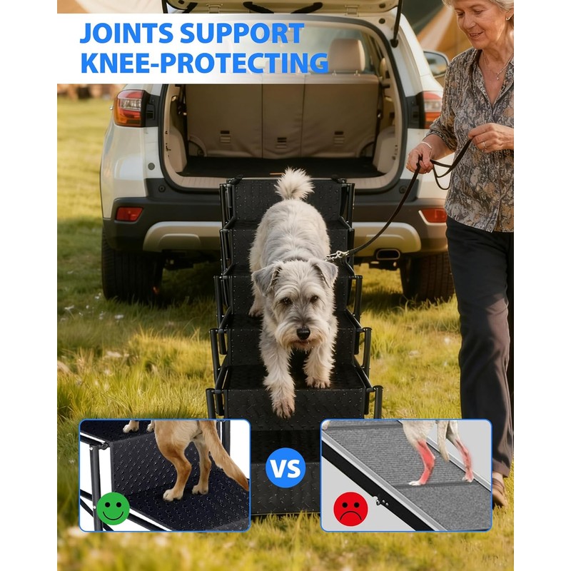 5-Step Foldable Dog Stairs for Car, SUV & Truck (34"–38"