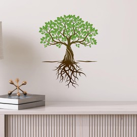 Tree Roots Nature Decor Wall Decal - Life Tree Vinyl Sticker for Living Room, Bedroom & Home Decor - Removable Botanical Art for Family & Nursery ci87