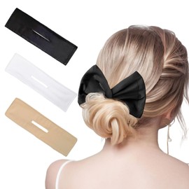3 Pieces Deft Hair Bun Maker for Twister - Lazy Hair Curler Deft Bun Fashionable Colors Bow Maker, Cute French Twist Easy Bun Hair Bun Maker for Women & Girls Hairstyle (3 PCS (Black, White, Nude))