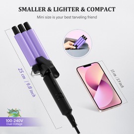 janelove Upgraded Hair Crimper 2 Adjustable Temperature, 1/2 Inch Beach Waves Curling Iron, Hair Waver for Short & Medium Hair, Home and Travel Friendly Crimper Hair Tool, Dual Voltage