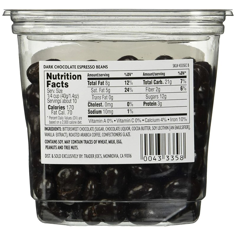 Trader Joe's 4 Packs Trader Joe's Dark Chocolate Covered Espresso