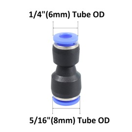Runseaway 20PCS 5/16" OD x 1/4" OD Pneumatic quick Connector, Quick Connect Straight Push Connectors, Quick Release Pneumatic Air Hose Fittings Straight Union/Coupler, PG8-6