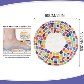Safety Shower Mat, Non-Slip, 60 x 60 cm, Round Shower Mat, PVC Loofah, Soft Comfort Shower Mat, Non-Slip, Non-Slip Mat for Bathroom, Shower Trays (Multi-Colour)