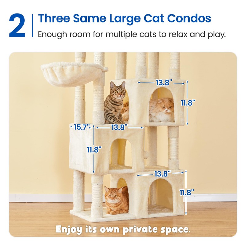 MWPO Large Cat Tree for Indoor Cats, 63-inch Cat Tower