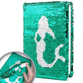 GINMLYDA Sequin Secret Diary for Girls, 8.5x5.5 Inch 160 Lined Page Reversible Sequin Kids Journal for Teenage Boys & Girls Notebook Mermaid Gifts for Girls Birthday Presents 6 7 8 9 10 Years Old
