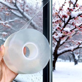 PackYard Transparent Window Weather Sealing Tape 2 Inch x 66 FT Weather Stripping Residue-Free Clear Window Insulation Caulk for Shower Glass Gaps and Clear Tape Doors Windows Windproof