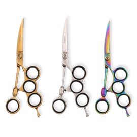 Professional 3pcs Hair Dressing Scissors Polished/Multi/Gold Scissor - High Grade Japanese Stainless Steel Comfortably Use for Home And Salon