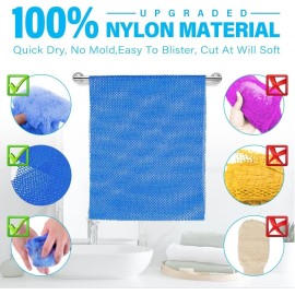 UJFQBH 6 Pieces African Bath Sponge African Net Long Net Bath Sponge Exfoliating Shower