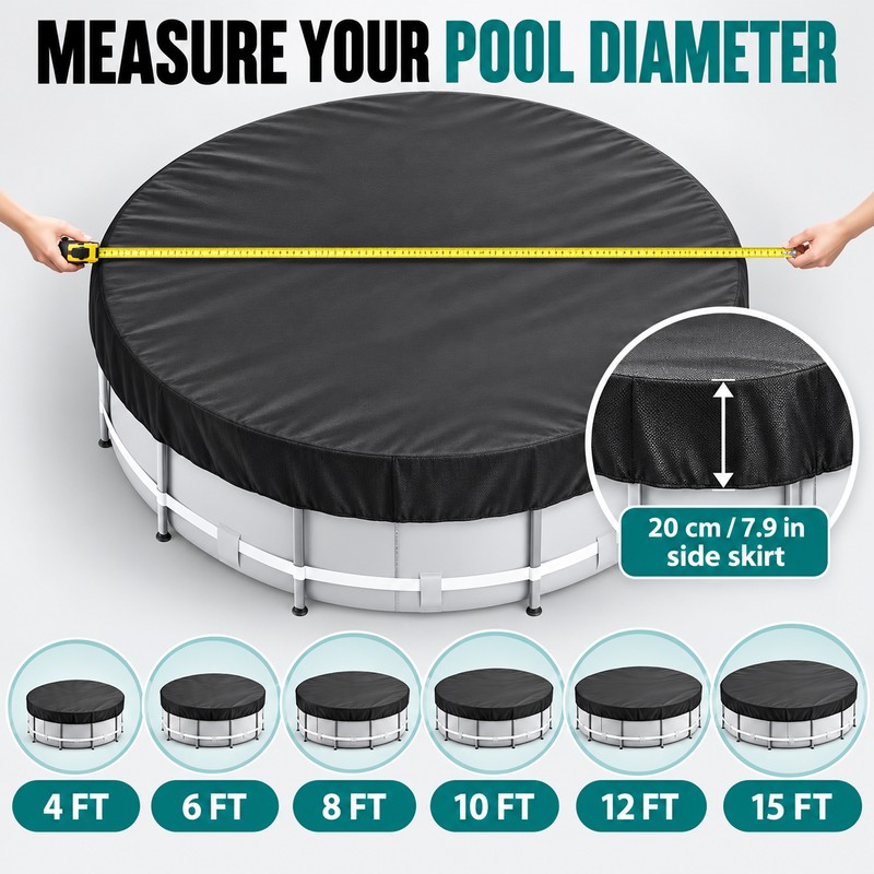 4 Ft Round 210D Waterproof Above Ground Pool Cover with