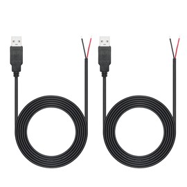 6FT USB A Male Plug 2 Pin Bare Wire, USB 2.0 A Male Pigtail Open End Power Cable, for USB Equipment Installed or DIY Replacement Maintenance Power Cable(2Pcs)