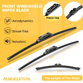 Replacement for 2011-2023 Ford Explorer - MIKKUPPA 26"+22"+11" Front Windshield Wipers with Rear - All Season Wiper Blades, Pinch Tab (Pack of 3)
