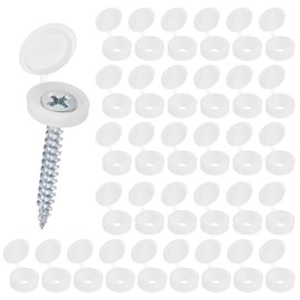M METERXITY 100-Pack Plastic Hinged Screw Cover Caps, 3mm Shutter Screws with Caps, Fold Snap Washer Covers, Washer Flip Protection Covering M3 M4 M5 Screws Heads [White]