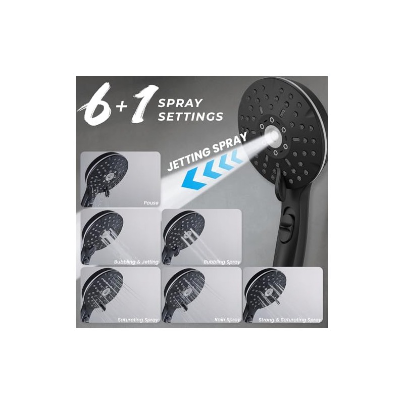 Ryamen Dual Shower Head Combo, 8'' High Pressure Rain Shower