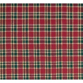 Christmas HOMESPUN Fabric All Cotton 49 Red Dark Green Nat BY THE YARD Free Ship