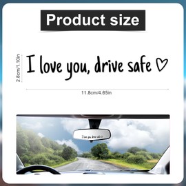3pcs I Love You Safety Driving Mirror Stickers, Vinyl Rear View Decals Safe Drive I Love You with Heart Stickers for Rearview Mirrors and Windows Driver Gifts