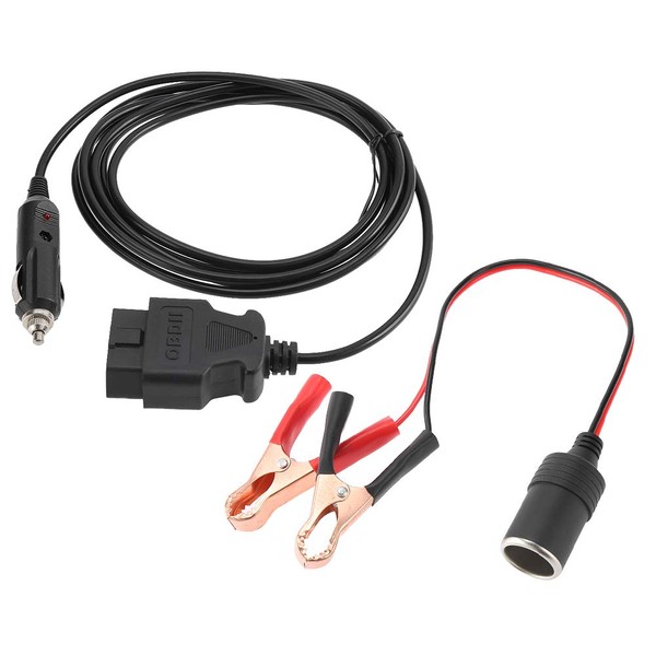 OBDII Power Supply Cable, 12 V Lightweight OBD II Vehicle ECU Emergency Power Supply Cable Memory Protector with Clip for Car Extension Socket