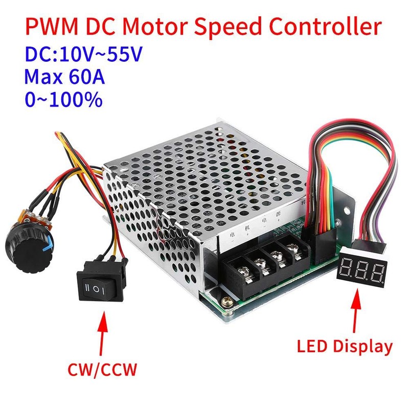 DC Speed Controller, 10V-55V PWM Brushed DC Motor Speed Controller