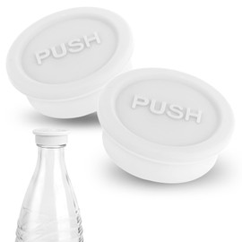 2pcs Bottle Lid for Sodastream Glass Bottle, Silicone Soda Bottle Cap Reusable Drink Bottle Sealing Cap Water Bottle Cap Cover Replacement Parts(White)