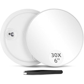 Espejo con Aumento 2 Piezas, Espejo de Aumento con Ventosa y Pinzas,8.6cm de Di?metro, Ideal para Maquillaje, Depilaci?n de Cejas, Afeitado de Barba y Viajes