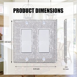 2 Pcs Shiny Silver Rhinestones Wall Plate Cover Switch Plate Covers Cover Light Switch Cover Switch Cover Decorative Electrical Outlet Cover Plates Outlet Covers Bling Switch Cover 2 Gan