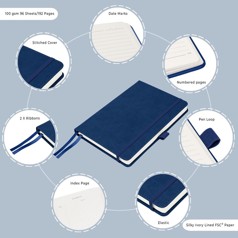 Notes London Luxury Italian style A5 Notebook with Stitched Hardcover,