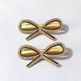 Qingxii Decorr Alloy Rhinestones Bow Love Heart Hair Clip Girl Hair Clips Party Wedding Women Hair Accessories (Gold,Bow)