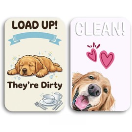 Cute Dishwasher Magnet Clean Dirty Sign - 3.5" x 2.3" Double Sided Reversible Flip Magnet for Dish Washer - Waterproof & Non-Scratch Kitchen Organization Decor - Housewarming Gift (Golden Retriever)