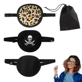 4pcs Eye Patch, Adjustable Sleep Masks, Medical Amblyopia Lazy Eye Masks for Left or Right Eyes for Adults Kids, Black