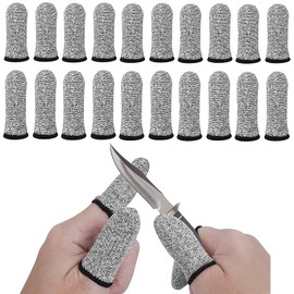 Finger Protection Sack, Finger Sack, Set of 20, 2 Sizes, Cut Resistant Finger Sack, Cut Resistance Level 5, Finger Protective Cap, Finger Protective Sack, For Fingertip Hazard Work, Anti-Slip, Gardening, DIY Carving