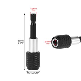QWORK® 3 Pcs 1/4 Inch 60mm Hex Shank Quick Release Bar Socket Screwdriver Bit Holder, Magnetic Bit Holder for Screws, Nuts, Drill, Driver, Drill Bit Set and Handheld Driver