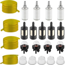 4 Feet 4 Sizes Fuel Line Hose Kit AC04122 Fits for Stihl Zama Poulan Homelite Husqvarna Craftsman Ryobi Trimmer Chainsaw Blower Small Engine with Primer Pouland Bulb Snap in Primer Bulb Fuel Filters