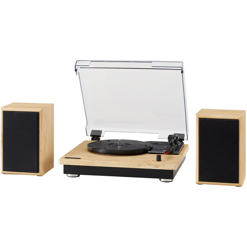 Crosley CR6043A-NA Brio Bluetooth Turntable Shelf System with Included Speakers,