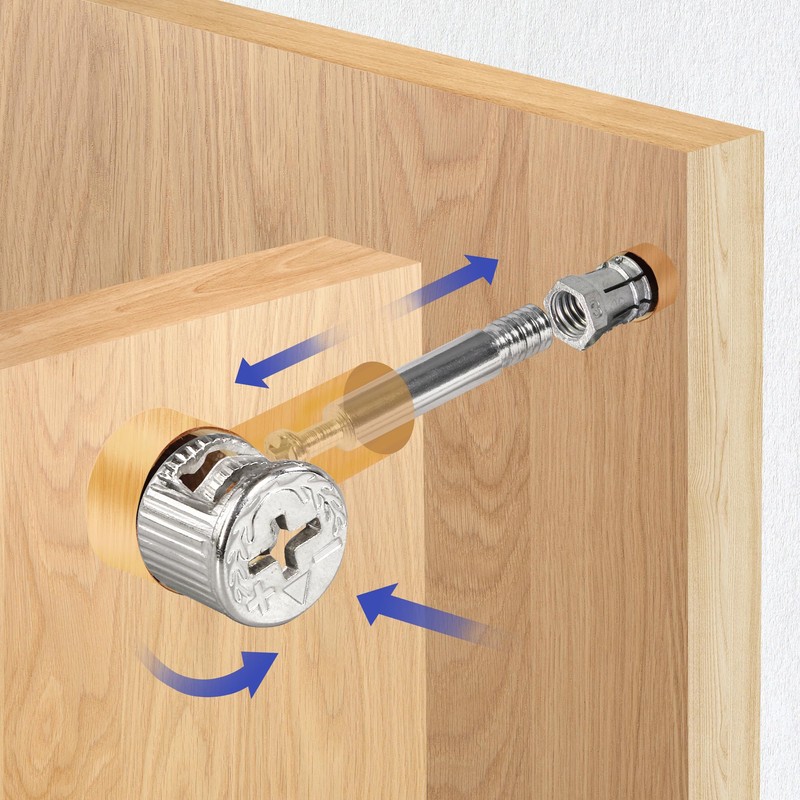 Jamiikury 50 Sets Furniture Cam Lock Fasteners, 3-in-1 Cam Locks