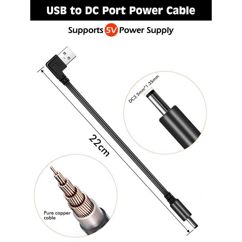 ECIFEE 1pcs Short USB Cables, USB Cable Detachable Power Cord