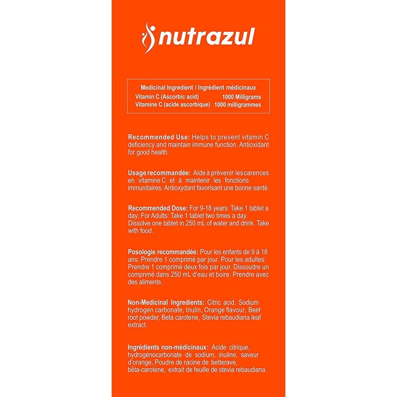 Nutrazul Vitamin C 1000mg Effervescent 20 Tablets (Pack of 3)