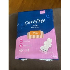 Carefree Ultra Thin Pads with Wings, 8 Hour Odor Control (YOU PICK) - Overnight 40 Count