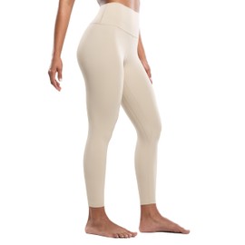 ENERBLOOM Workout Leggings for Women Yoga Pants 7/8 High Waisted Athletic Tights Silky Feeling Soft 25" Gym Activewear Lounge Khaki Large