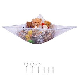 SAVEX Large Hammock Soft Toy Teddy Nursery Play Corner Hammock Mesh Storage Organizer Net for Baby/Children's Bedroom Tidy Kids Wall Hanging Baby Nursery Mesh Net (White)