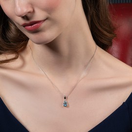namana 925 Sterling Silver Necklace for Women with a Blue Topaz Gemstone, Natural Gemstone Necklace for Women, 925 Silver Pendant Necklace for Women with a Pear-Shaped Blue Topaz Gem