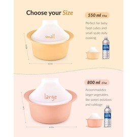 MOYUUM Silicone Microwave Steamer Large TerraCotta 800ml Made in Korea Baby Food Maker Bowl with Lid