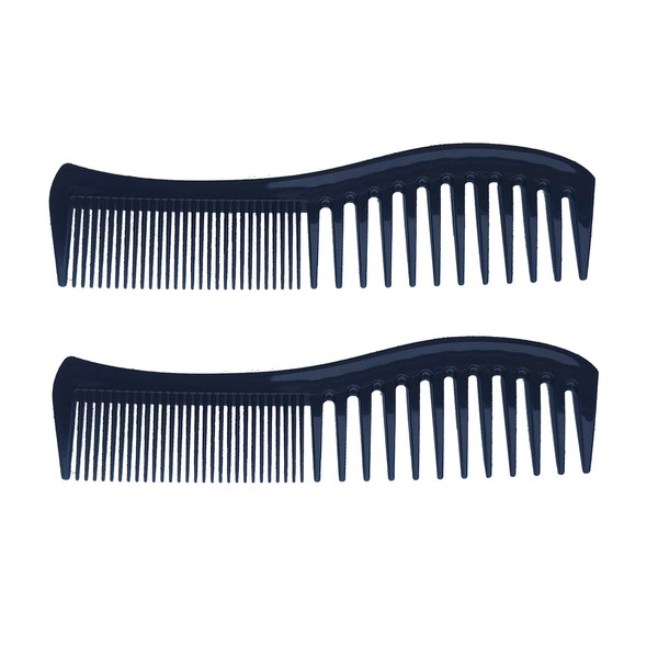 Amelia Beauty, 8in Black Plastic Detangling Wave Comb, Made in