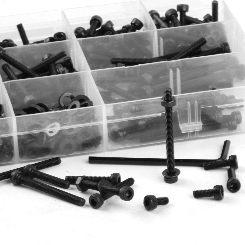 M3 Screws Set, 810 Pieces Threaded Screws Nuts Washers Set,