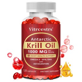 Antarctic Krill Oil Capsules 1000mg Rich in Omega-3 EPA DHA Astaxanthin Supports Joints Skin Brain Immune System and Cardiovascular Health Non-GMO, 2 Count, 120 Tablets / 남극 크릴 오일 캡슐 1000mg 오메가-3 EPA DHA 아스타잔틴이 풍부 관절 피부 뇌 면역 체계 및 심혈관 건강 지원 non-GMO, 2개, 120정
