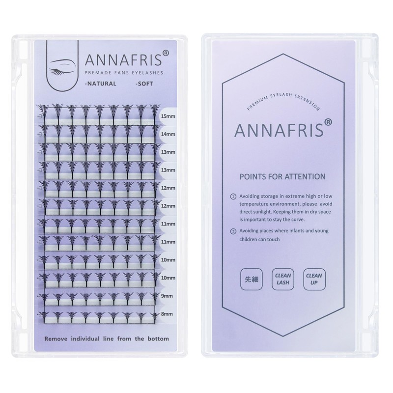 ANNAFRIS Eyelash Extensions, Artificial Eyelashes, Clusters, Volume Eyelashes, Premade Fan