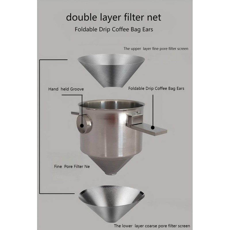 Reusable, Easy to Clean, Foldable Stainless Steel Pour Over Coffee