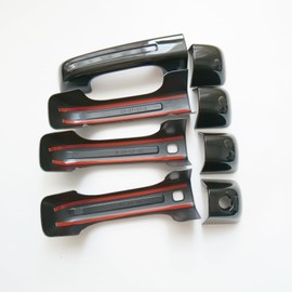 CYAuto Chrome Carbon Fiber Gloss Black Exterior Door Handle Cover Trims for Dodge RAM 1500 2019-2023 (with Keyless Holes, Gloss Black)