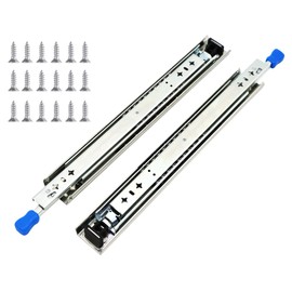 KCOLVSION 1 Pair 36 Inch 260 Lb Capacity Heavy Duty Locking Drawer Slides with Screws,Side Mount Full Extension 3 Fold Ball Bearing Stainless Steel Drawer Rails,Hardware Drawer Runners Tracks
