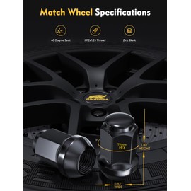 MIKKUPPA M12x1.25 Lug Nuts - Replacement for Nissan Altima Maxima Pathfinder Rogue Sentra, Subaru Outback Forester Aftermarket Wheel - 20pcs Black Closed End Lug Nuts