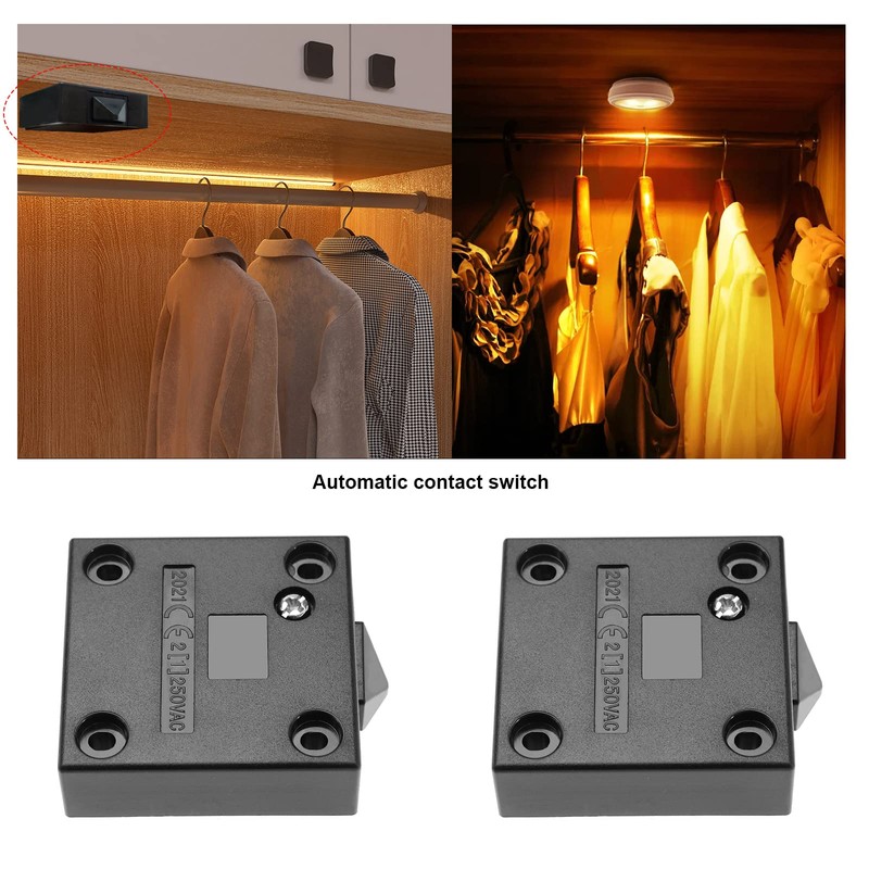 OTOTEC 2PCS Cabinet Light Switches Normally Closed Wardrobe Touch Switch